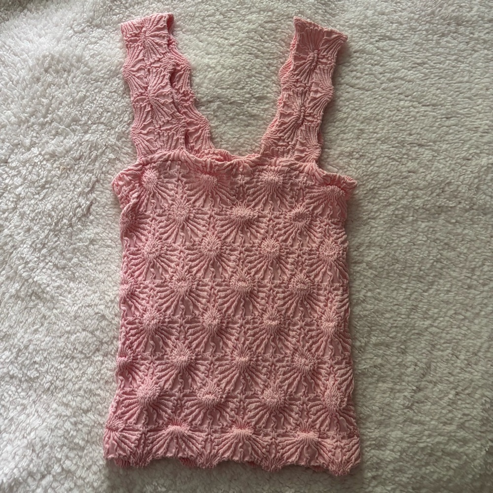 Pink Textured Sleeveless Top